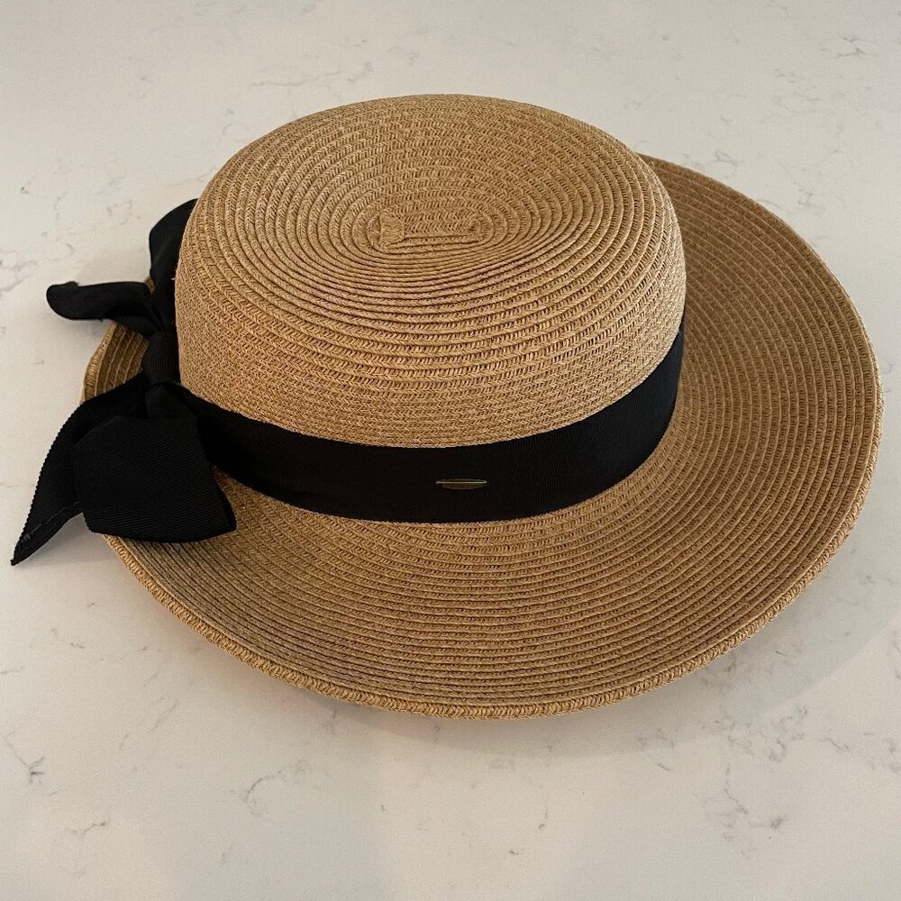 Scala Collezione Handcrafted Since 1921 Paper Poly Blend Sun Hat Bow Detail OS